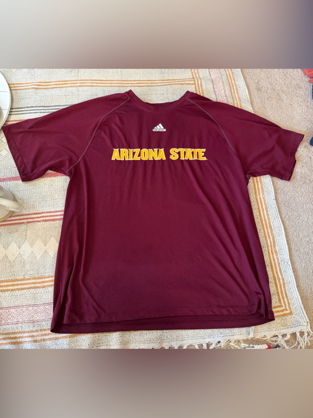 adidas Maroon Climalite Performance Tee with White Logo